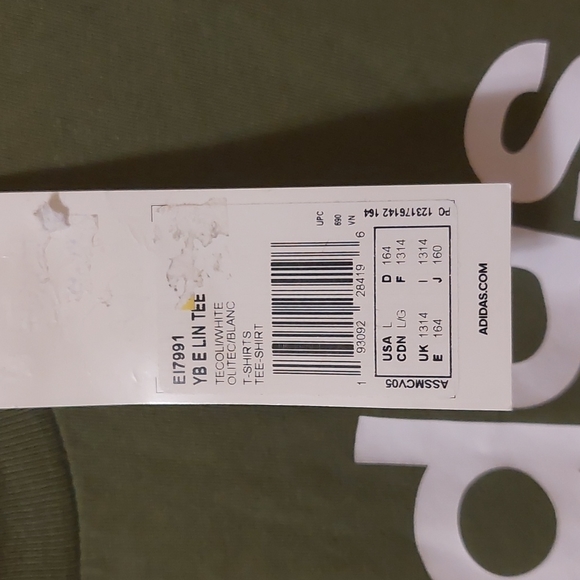 Adidas T-shirt,Boys, Large, Green, NWT - Picture 3 of 3